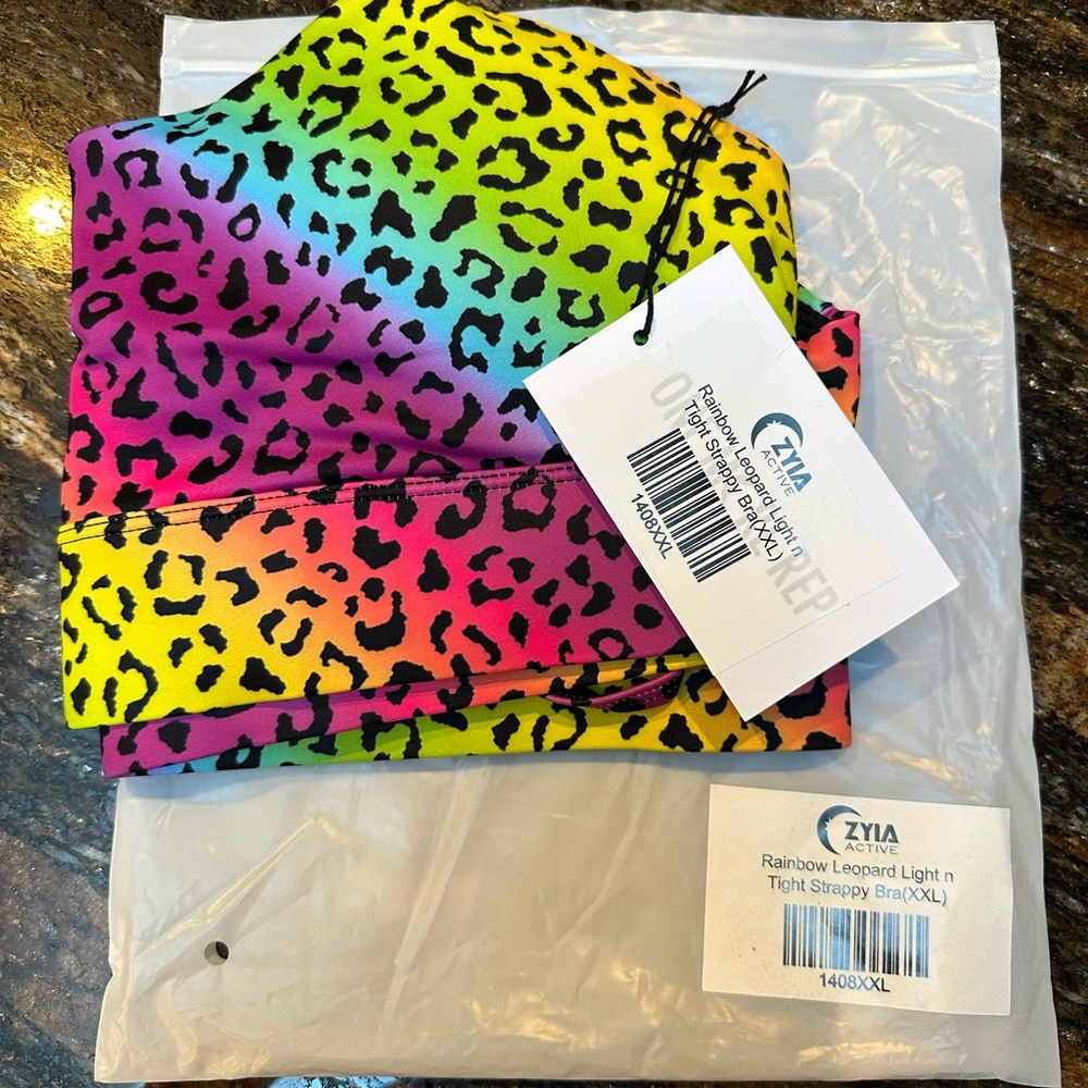 Rainbow leopard bra XXL